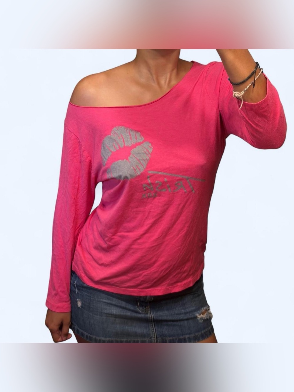 Y2K Pink Off the Shoulder Top by American Apparel!